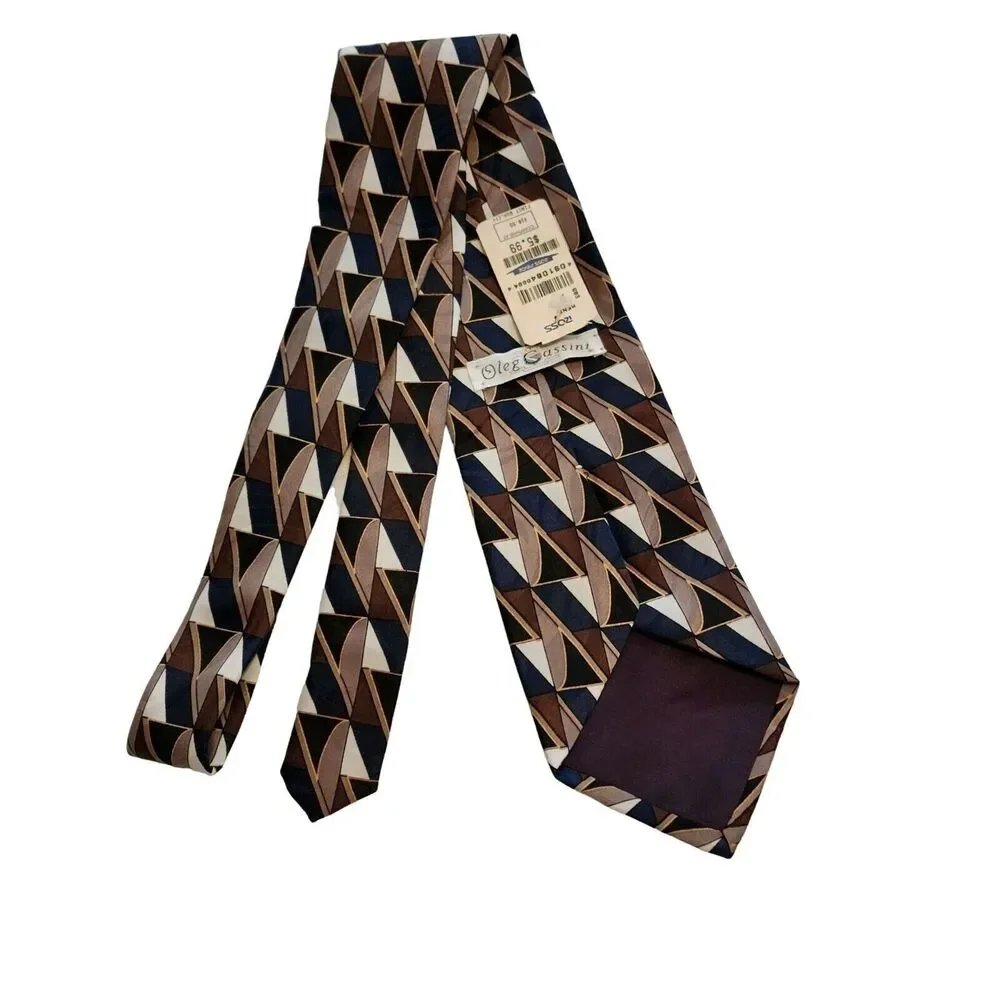 #6373 Oleg Cassini NWT green blue white Necktie Polyester